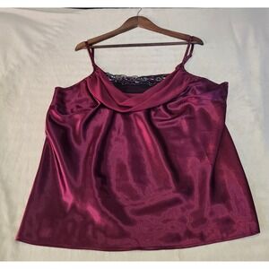 Lane Bryant Burgundy Satin Cowl Neck Camisole Top Plus Size 18 Sequins